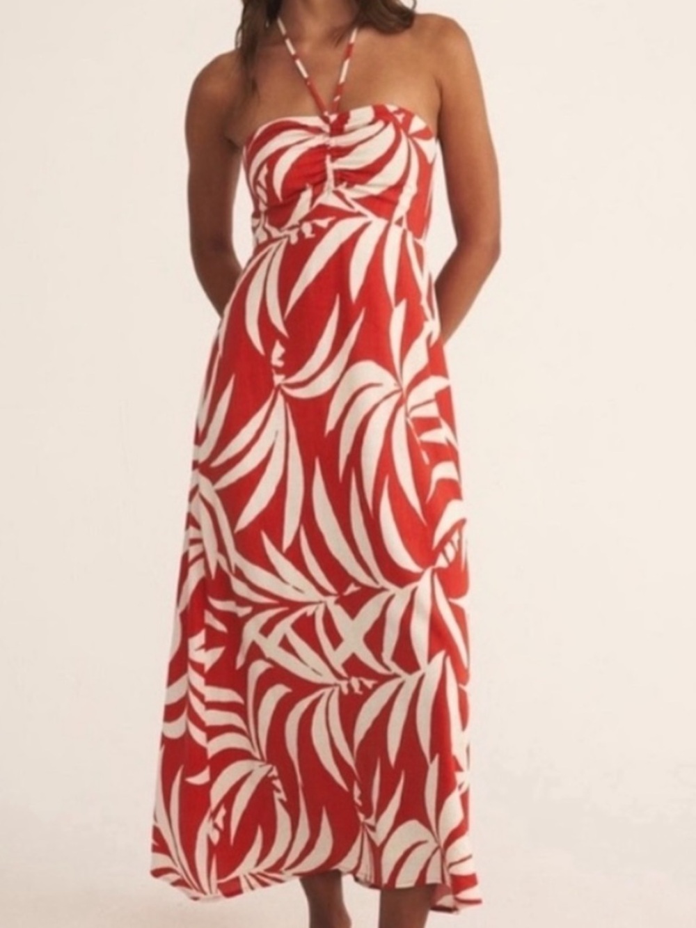 Z Supply Elodi Cabana Red Tropical leaf print midi dress